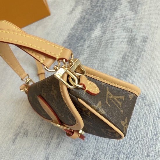 p220 Exclusive customized real shot of the top of the original single dynamic chip NANO DIANE handbags Model M83298 M83566 baby old flower quality upgraded upgraded lattice fabric counter synchronization electronic code chip in Monogram Empreinte leather 