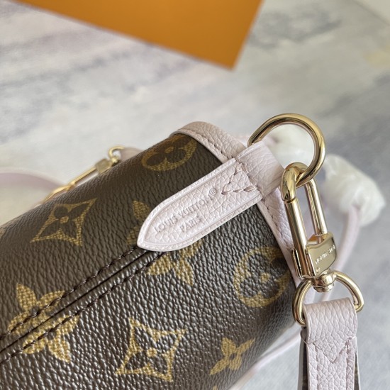 P450 EXCLUSIVE CUSTOMIZED ACTUAL TOP ORIGINAL REINFORCED VARIANT CHIP M25656 PURPLE NEVERFULL BANDOULIRE INSIDE OUT BB HANDBAG This season's take on a classic design is a reversible version of the iconic Monogram canvas and grained leather, split between 