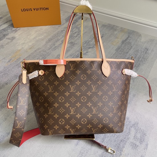 P400 Exclusive Customized Real Photo Dynamic Chip Top Original Reinforced M12257 Rose M11947 Yellow M12096 Large Red One of Louis Vuitton's classic designs, the Neverfull Bandoulire Inside Out Medium Handbag is now available in Monogram Canvas and Striped
