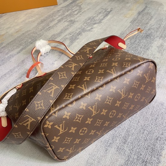 P400 Exclusive Customized Real Photo Dynamic Chip Top Original Reinforced M12257 Rose M11947 Yellow M12096 Large Red One of Louis Vuitton's classic designs, the Neverfull Bandoulire Inside Out Medium Handbag is now available in Monogram Canvas and Striped