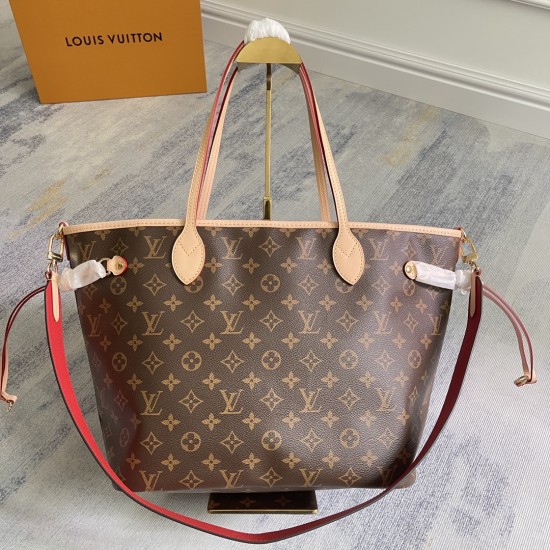 P400 Exclusive Customized Real Photo Dynamic Chip Top Original Reinforced M12257 Rose M11947 Yellow M12096 Large Red One of Louis Vuitton's classic designs, the Neverfull Bandoulire Inside Out Medium Handbag is now available in Monogram Canvas and Striped