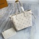560 Exclusive Customized Realistic Dynamic 163c Chip Top Original Enhanced Neverfull MM Medium Handbag M14285 Cream Apricot Jacquard This Neverfull MM handbag retranslates the classic Monogram Empreinte Leather in the same color aesthetic Neverfull is a s