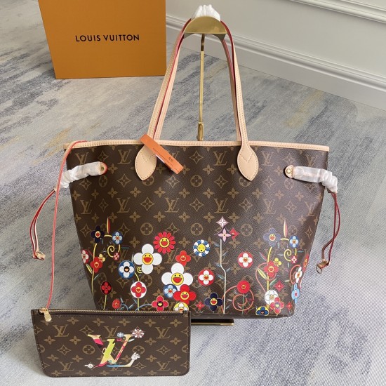 P430 Exclusive customized real photo Top quality original Dynamic 163c01 chip M13271 flower Top quality original real photo Top quality original home background This Neverfull medium bag from the Louis Vuitton x Takashi Murakami reissue collection is made