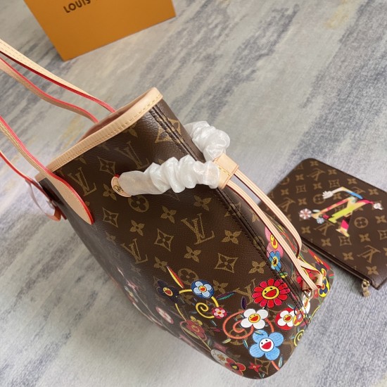 P430 Exclusive customized real photo Top quality original Dynamic 163c01 chip M13271 flower Top quality original real photo Top quality original home background This Neverfull medium bag from the Louis Vuitton x Takashi Murakami reissue collection is made
