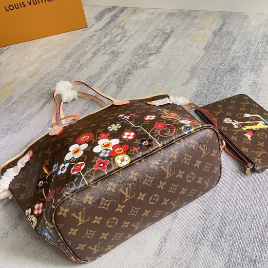 P430 Exclusive customized real photo Top quality original Dynamic 163c01 chip M13271 flower Top quality original real photo Top quality original home background This Neverfull medium bag from the Louis Vuitton x Takashi Murakami reissue collection is made