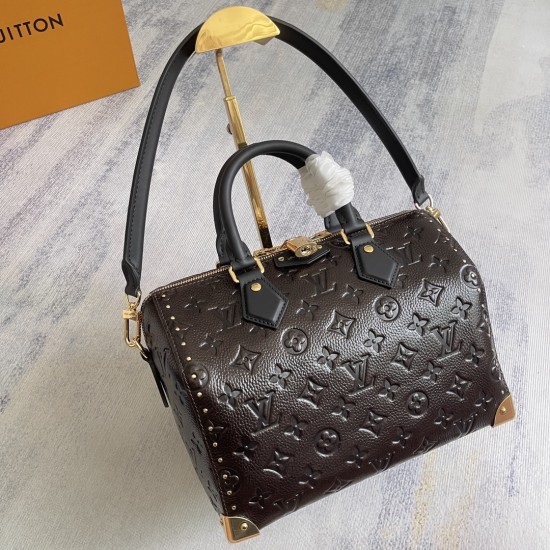 P590 Exclusive customized real shot top quality original single variable size chip M26392 This Speedy Trunk 25 handbag is a modern reinterpretation of Louis Vuitton's classic case, inheriting the genes of the brand's casemaking craftsmanship Select cowhid