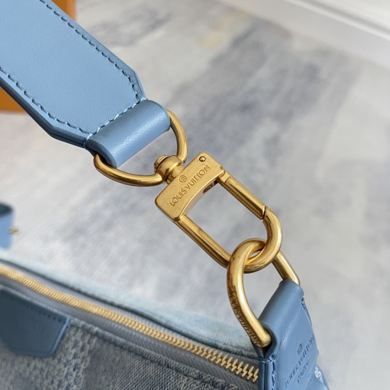 P380 Haiyuan foreign single Unique real home shot half steel MB163c chip version original leather this Speedy18Bandoulire handbag model M00204 denim material A grade hardware imported original canvas size 371556cM