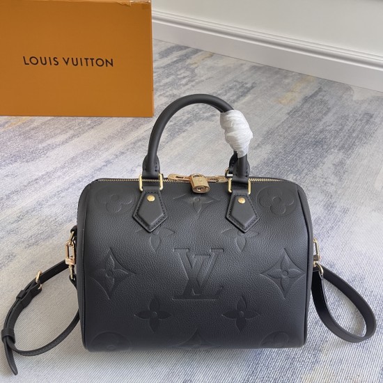 p520Exclusive Customized Real Top Original Enhanced Dynamic Chip M59273 Apricot M58951 Black Jujube Speedy Bandoulire 25 Handbag for Fall 2021 Wild at Heart Capsule Collection Notable Reproductions for Monogram Empreinte Leather Embossed with Oversized LV