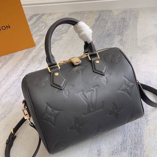 p520Exclusive Customized Real Top Original Enhanced Dynamic Chip M59273 Apricot M58951 Black Jujube Speedy Bandoulire 25 Handbag for Fall 2021 Wild at Heart Capsule Collection Notable Reproductions for Monogram Empreinte Leather Embossed with Oversized LV