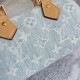 P310 Exclusive Customized Real Top Original 163CM11212 Light Blue Denim Denim Chip Version Pillow Bag Speedy Series NANO SPEEDY Gx Handbag This Nano Speedy handbag is made of cotton denim woven with a Monogram pattern that has been bleached and sandwashed