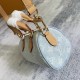 P310 Exclusive Customized Real Top Original 163CM11212 Light Blue Denim Denim Chip Version Pillow Bag Speedy Series NANO SPEEDY Gx Handbag This Nano Speedy handbag is made of cotton denim woven with a Monogram pattern that has been bleached and sandwashed