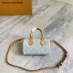 P310 Exclusive Customized Real Top Original 163CM11212 Light Blue Denim Denim Chip Version Pillow Bag Speedy Series NANO SPEEDY Gx Handbag This Nano Speedy handbag is made of cotton denim woven with a Monogram pattern that has been bleached and sandwashed