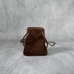 P4805NF460 dark brown new mini bucket bag made of top imported lambskin leather is super soft and cost-effective can manage a variety of styles very playful and cute can be shoulder crossbody handheld shoulder shape varied bag is small but very loaded siz