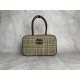 p8005BB117 Plaid Brown MiuMiu new bird's-eye check briefcase is a complete fusion of fashion and classic Next big hit is it wool fabric with calfskin leather texture is soft and durable than the full leather model is lighter and more versatile in color Bo
