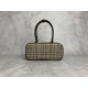 p6505BB147 plaid brown Miu new bird's-eye check bowling ball using new wool fabric with high-grade plain calf leather bold and innovative design perfectly interprets the Miu eclectic style dashing casual and tolerant attitude towards life this bag is cool