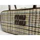 p6505BB147 plaid brown Miu new bird's-eye check bowling ball using new wool fabric with high-grade plain calf leather bold and innovative design perfectly interprets the Miu eclectic style dashing casual and tolerant attitude towards life this bag is cool