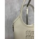 p6305BA281 white miu new mini tote bag new size compact cute adaptable high fashion chic and versatile details exquisite exquisite classic embossed letters logo add a distinctive style and recognition continue Miu retro style casual and unrestrained with 