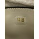 p6305BA281 white miu new mini tote bag new size compact cute adaptable high fashion chic and versatile details exquisite exquisite classic embossed letters logo add a distinctive style and recognition continue Miu retro style casual and unrestrained with 