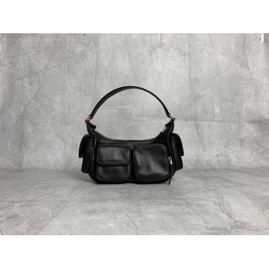 P8805BC146 black M this year's most special style biker bag using top imported lambskin leather soft cotton satin lining multi-pocket design blurring the boundaries of functionality and decorative personality distinctive can manage a variety of styles can