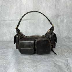 P8805BC146 retro M this year's most special style biker bag using top imported lambskin leather soft cotton satin lining multi-pocket design blurring the boundaries of functionality and decorative personality distinctive can manage a variety of styles can