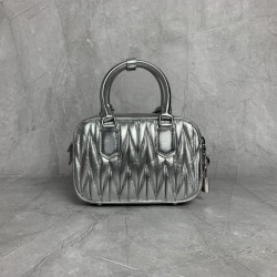 p8805BB123 silver M new too pretty bowling handbags imported lambskin classic brand iconic Matelasse texture embroidery vintage frosted hardware to retain the proper sense of playfulness bag type overall stiff and shaped full of personality can be sweet o