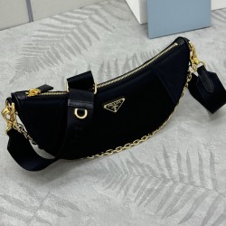 F490 with counter counterpart full set of packaging exclusive customized new crescent moon bag black 1BH222 multifunctional crossbody bag this ReNylon handbag is made of recycled nylon fabric exquisite and versatile fusion of archival library styling and 