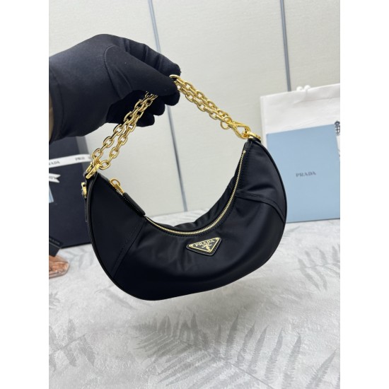 F490 with counter counterpart full set of packaging exclusive customized new crescent moon bag black 1BH222 multifunctional crossbody bag this ReNylon handbag is made of recycled nylon fabric exquisite and versatile fusion of archival library styling and 