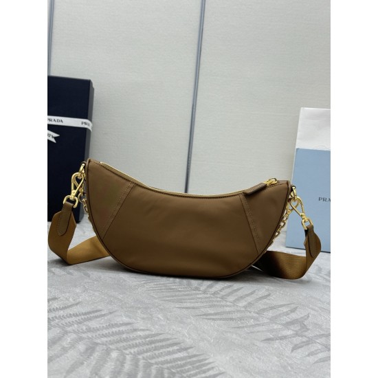 F490 with counter counterpart full set of packaging exclusive customized new crescent moon bag cork color 1BH222 multifunctional crossbody bag this ReNylon handbag is made of recycled nylon fabric exquisite and versatile fusion of archival library styling