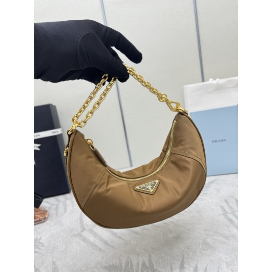 F490 with counter counterpart full set of packaging exclusive customized new crescent moon bag cork color 1BH222 multifunctional crossbody bag this ReNylon handbag is made of recycled nylon fabric exquisite and versatile fusion of archival library styling