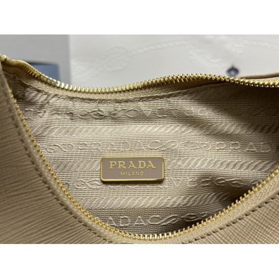 F580 with a full set of the right version of the counter packaging exclusive custom upgraded version of the three-in-one new 1BH204 cross grain nude apricot gold hardware nylon Hobo hand-carrying armpit bag Netroots Sisters crazy grass popular in the fash