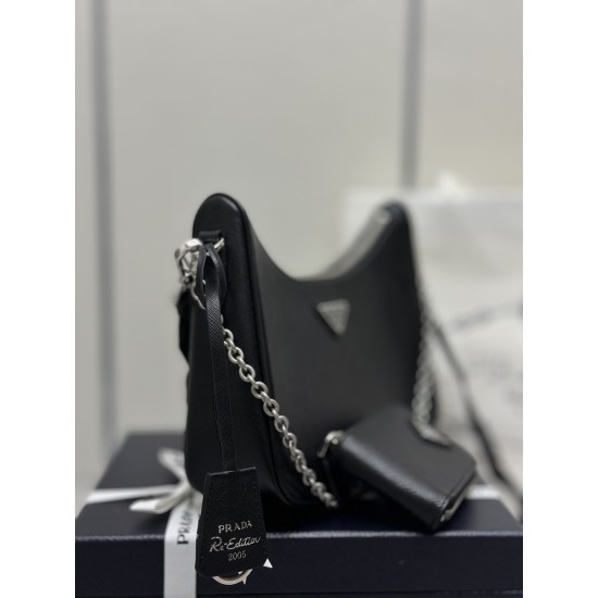 F560 with a full set of the right version of the counter package exclusive custom upgraded version of the three-in-one new 1BH204 cross grain leather silver hardware nylon Hobo hand-carrying armpit bag Netroots Sisters crazy grass popular in the fashion c