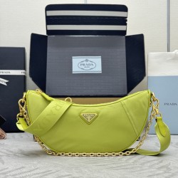 F490 with counter counterpart full set of packaging exclusive customized new crescent moon bag green 1BH222 multifunctional crossbody bag this ReNylon handbag is made of recycled nylon fabric exquisite and versatile fusion of archival library styling and 