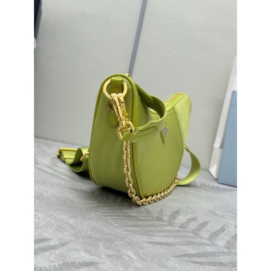 F490 with counter counterpart full set of packaging exclusive customized new crescent moon bag green 1BH222 multifunctional crossbody bag this ReNylon handbag is made of recycled nylon fabric exquisite and versatile fusion of archival library styling and 