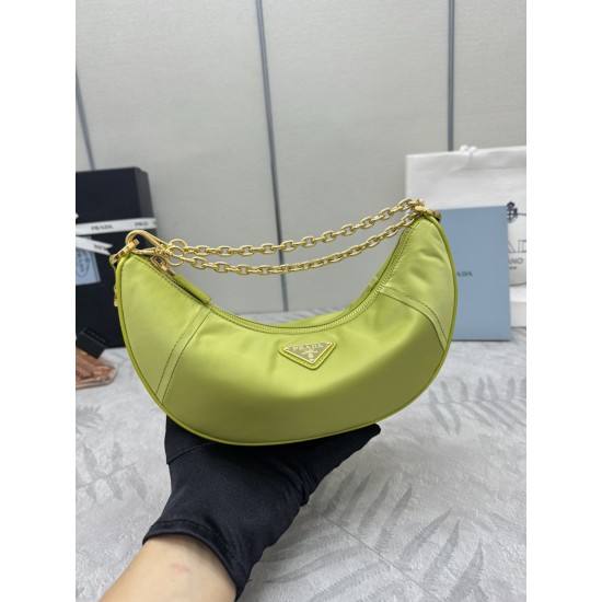 F490 with counter counterpart full set of packaging exclusive customized new crescent moon bag green 1BH222 multifunctional crossbody bag this ReNylon handbag is made of recycled nylon fabric exquisite and versatile fusion of archival library styling and 