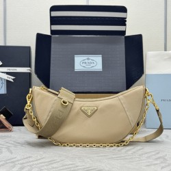 F490 with counter counterpart full set of packaging exclusive customized new crescent moon bag camel brown 1BH222 multifunctional crossbody bag this ReNylon handbag is made of recycled nylon fabric exquisite and versatile fusion of archival library stylin