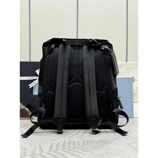F500P home out of the new duffel bag 2VZ025 triangle label top original goods Taiwan nylon material adjustable straps back fabric Saffiano leather handles two-way zipper closure two zippered outside pockets nylon lining one zippered inside pocket and a po