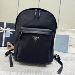 F520 Classic Shoulder Bag Newest Shoulder Bag 2V066A Made of imported Saffiano leather and imported nylon fabric Adjustable nylon shoulder straps Brushed metal hardware This nylon backpack with multiple pockets and padded back design is quite a design fea