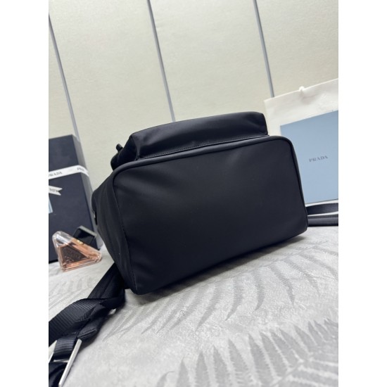 F520 Classic Shoulder Bag Newest Shoulder Bag 2V066A Made of imported Saffiano leather and imported nylon fabric Adjustable nylon shoulder straps Brushed metal hardware This nylon backpack with multiple pockets and padded back design is quite a design fea
