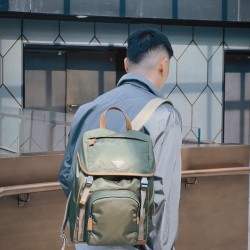 Green backpack model picture