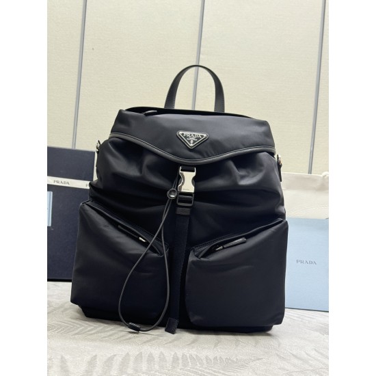 F600 new runway models 2VZ111 small shoulder back shoulder bag this runway models shoulder backpack using imported nylon fabric calfskin and top hardware front buckle flap and 2 pocket design with a removable nylon shoulder strap back and can be carried o