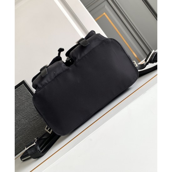 p380 new backpack 1BZ811 this nylon shoulder bag is made of exquisite Saffiano leather trimmed with a blend of materials and adorned with a triangular logo highlights the charm of fashion and elegance also comes with a detachable small handbag lightweight