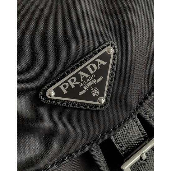 p380 new backpack 1BZ811 this nylon shoulder bag is made of exquisite Saffiano leather trimmed with a blend of materials and adorned with a triangular logo highlights the charm of fashion and elegance also comes with a detachable small handbag lightweight