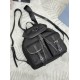F490 with counter to the version of the full set of packaging exclusive customized new backpack 1BZ677A silver buckle bag cover is cowhide bag edge this nylon shoulder bag using exquisite calfskin leather trim fusion of a variety of materials and adorned 