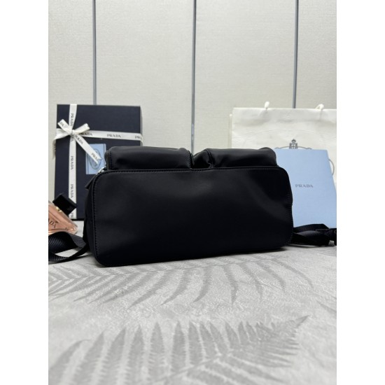 F420 upgraded version of the shoulder bag the latest models of hot nylon backpack 1BZ005 classic triangle enamel logo imported parachute fabric top hardware accessories front two pockets and flap buckle design appears more convenient and practical worth h