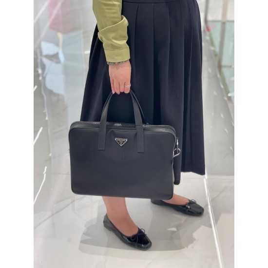 Nylon fabric briefcase top view