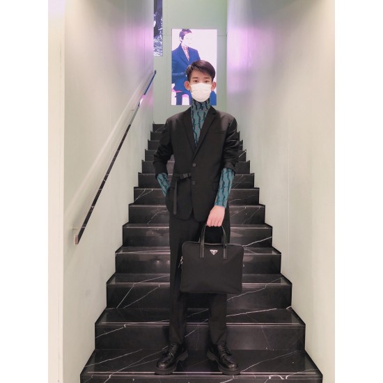 Nylon fabric briefcase top view