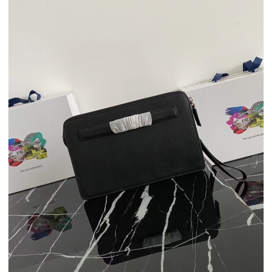 P260 new handbag 2VF056 men's handbag imported Saffiano leather men's handbag decorated with the classic triangle logo back strap and removable side straps can meet the needs of the use of the men's handbag is a wonderful collision of classic and trendy d