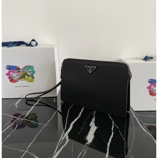 P260 new handbag 2VF056 men's handbag imported Saffiano leather men's handbag decorated with the classic triangle logo back strap and removable side straps can meet the needs of the use of the men's handbag is a wonderful collision of classic and trendy d