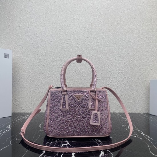 P780 top original 2023 new full star killer bag 1BA896 this mini satin handbags covered with different sizes of sparkling imported crystals to create outlined simple and exquisite lines of the bag body adorned with satin triangular lettering logo brand fe