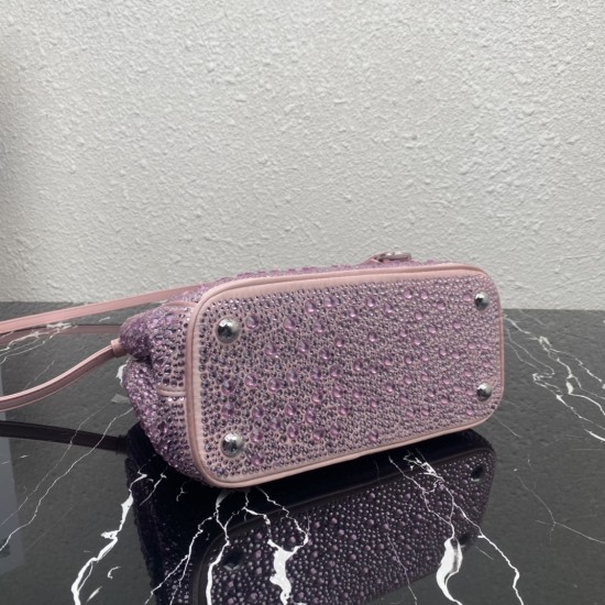 P780 top original 2023 new full star killer bag 1BA896 this mini satin handbags covered with different sizes of sparkling imported crystals to create outlined simple and exquisite lines of the bag body adorned with satin triangular lettering logo brand fe